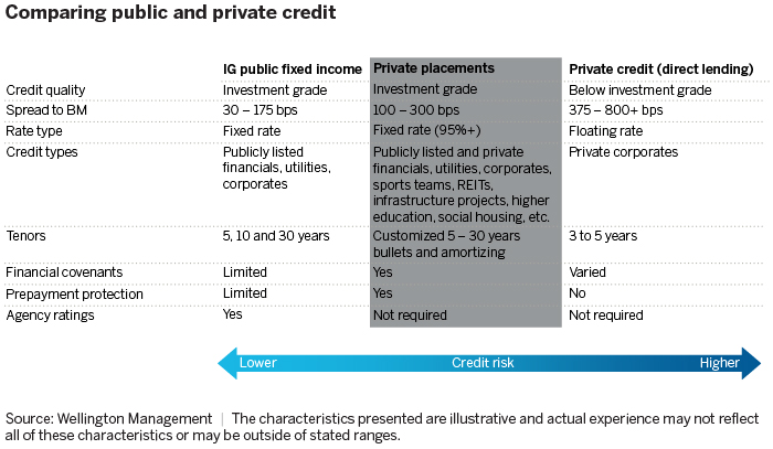 Comparing public and private credit