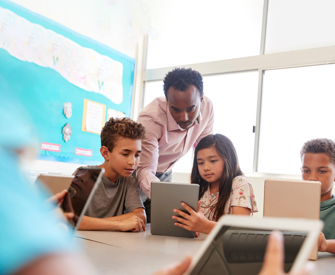 student with teacher